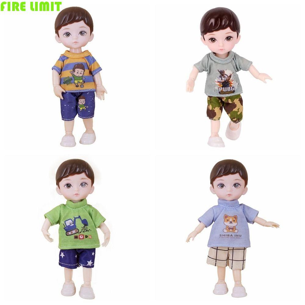 FIRE LIMIT 16cm BJD Little Boy Doll, Blue Yellow Eyes Movable Joint BJD Doll with Clothing, Đồ chơi 