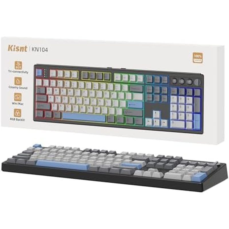 Với phím Bluetooth / 2.4GHz / USB-C Hot Custom 100% Win / Mac / PC Sound, Kisnt Wireless Gaming 104 