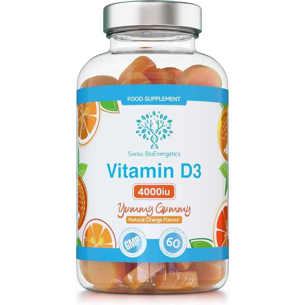 D3 4000IU 100μg 60 Hương Cam Nhai Yummy 2 Tháng Lớp Sản Xuất Tại Vương Quốc Anh
