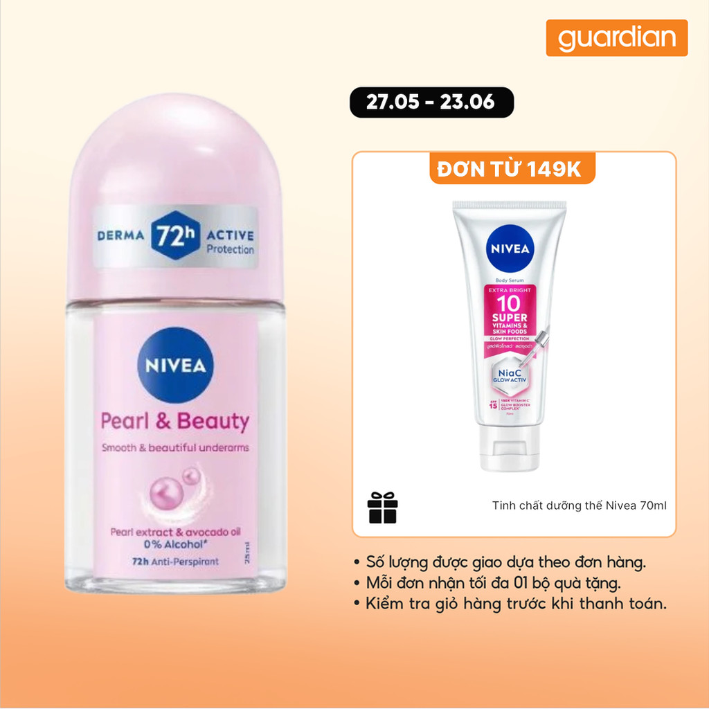 Lăn Khử Mùi Ngọc Trai Sáng Mịn Pearl & Beauty Nivea 25ml