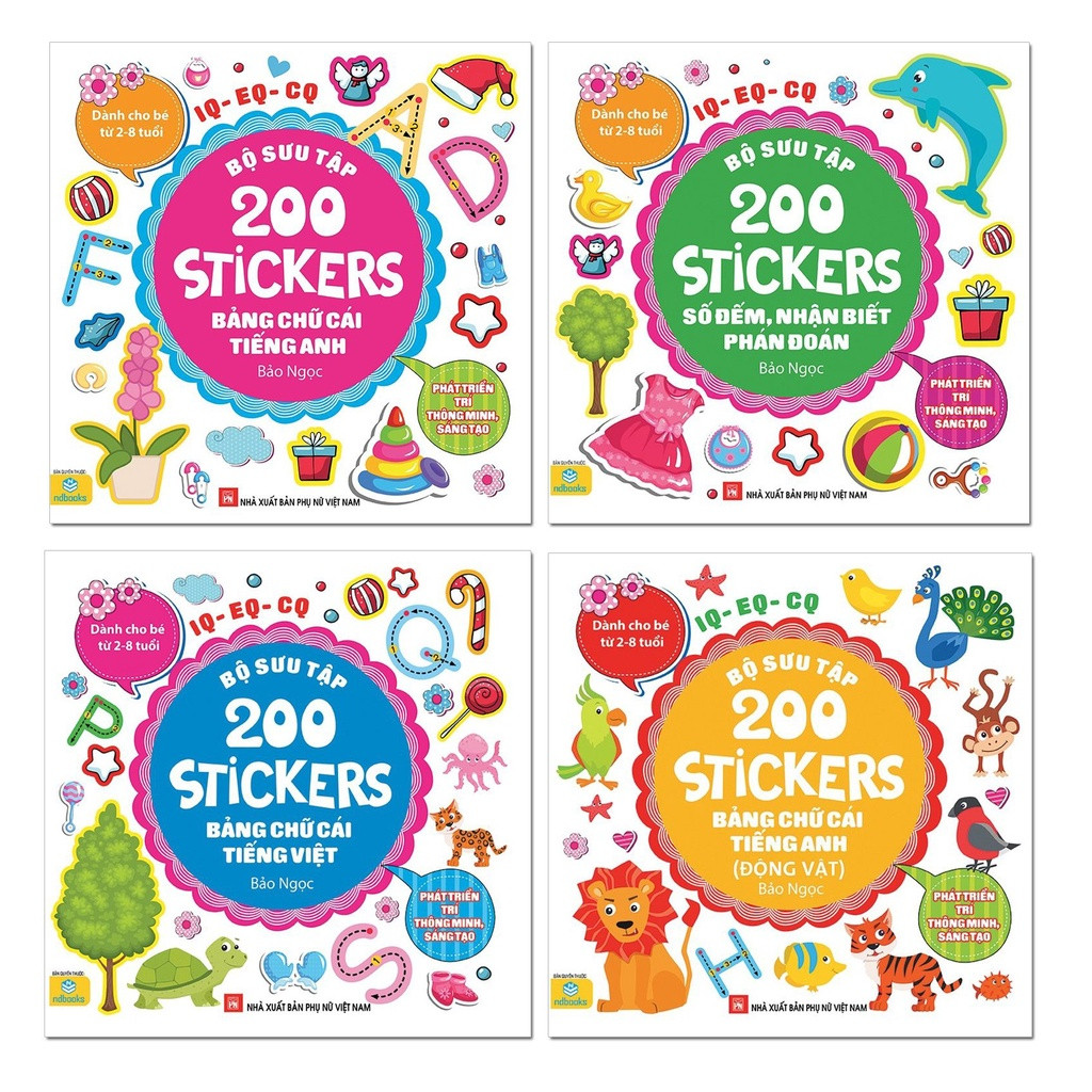 Sách - Combo 4 cuốn Bộ Sưu Tập 200 Stickers  - ndbooks