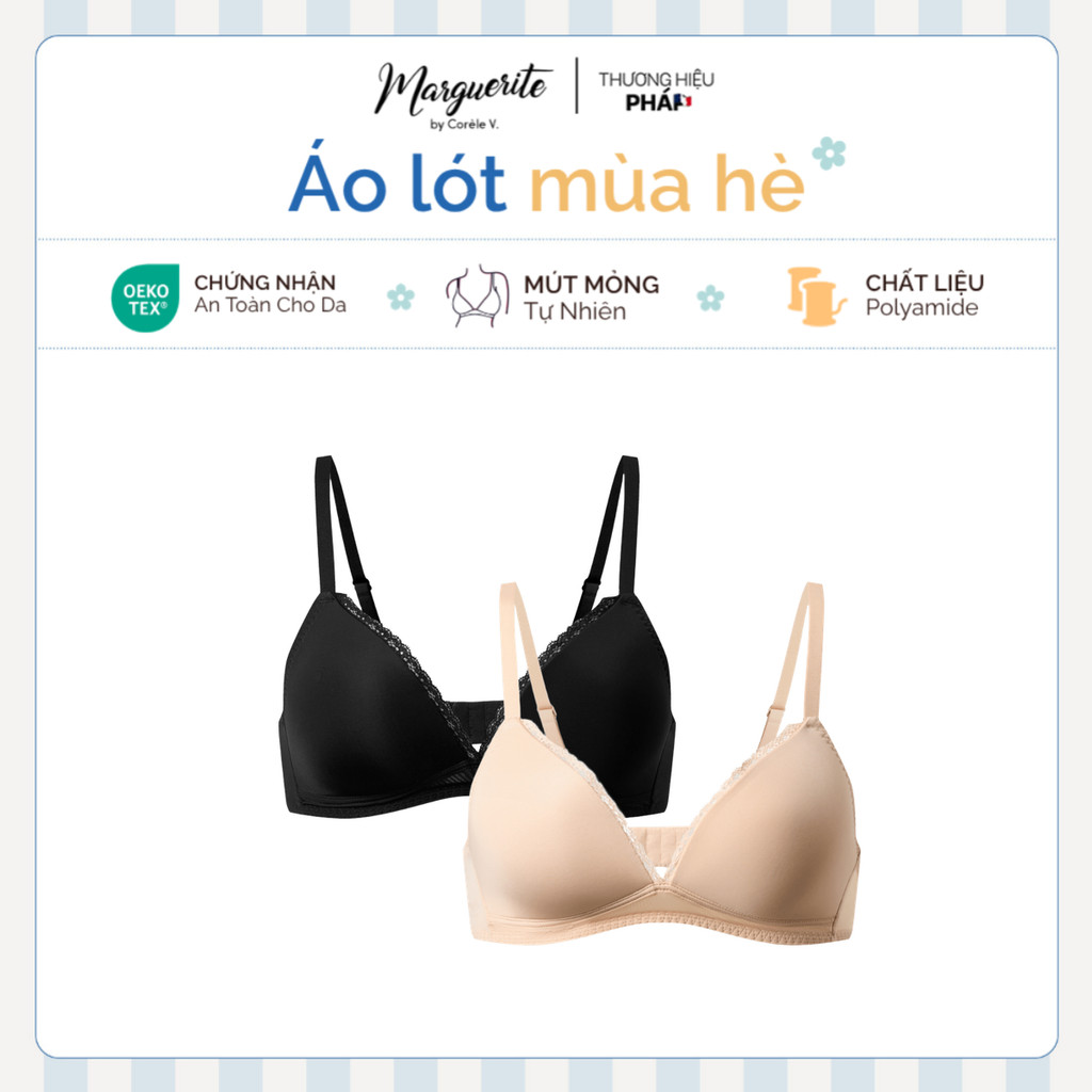 [Hỏa tốc HCM] Combo 2 Áo lót mút mỏng không gọng Cup tam giác viền ren thun lạnh mịn mát chuẩn OEKO-