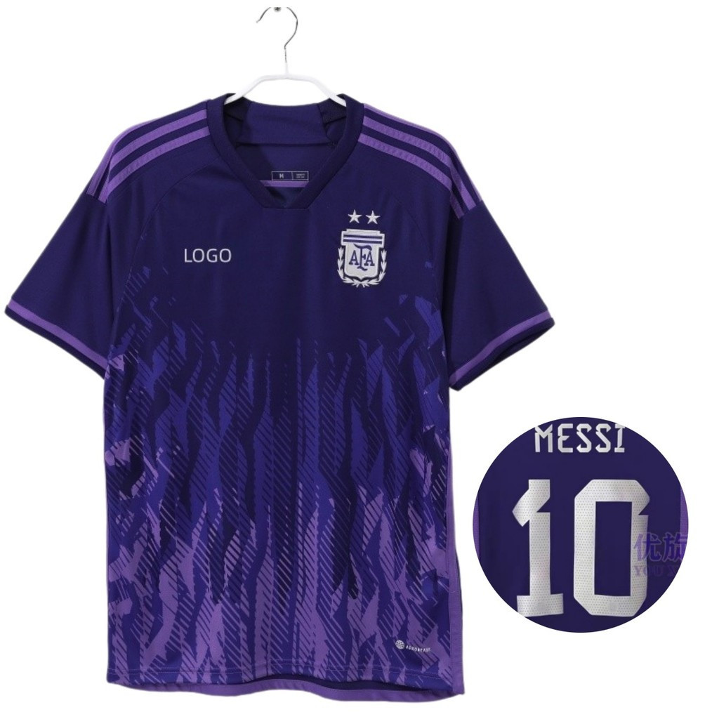 Phiên bản Retro 2022 Áo bóng đá sân khách Argentina Áo thun nam tay ngắn #10 MESSI