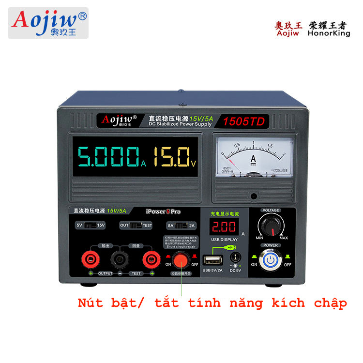 Máy cấp nguồn Aojiw 1505TD Pro Kim và Số có kích chập | Đồ sửa táo zin