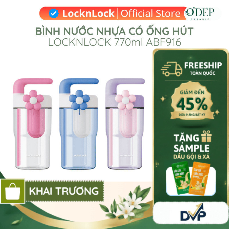 Bình nước nhựa LocknLock 770ml có ống hút và tay cầm Handy Infuser Bottle ABF916, Hàng chính hãng - 