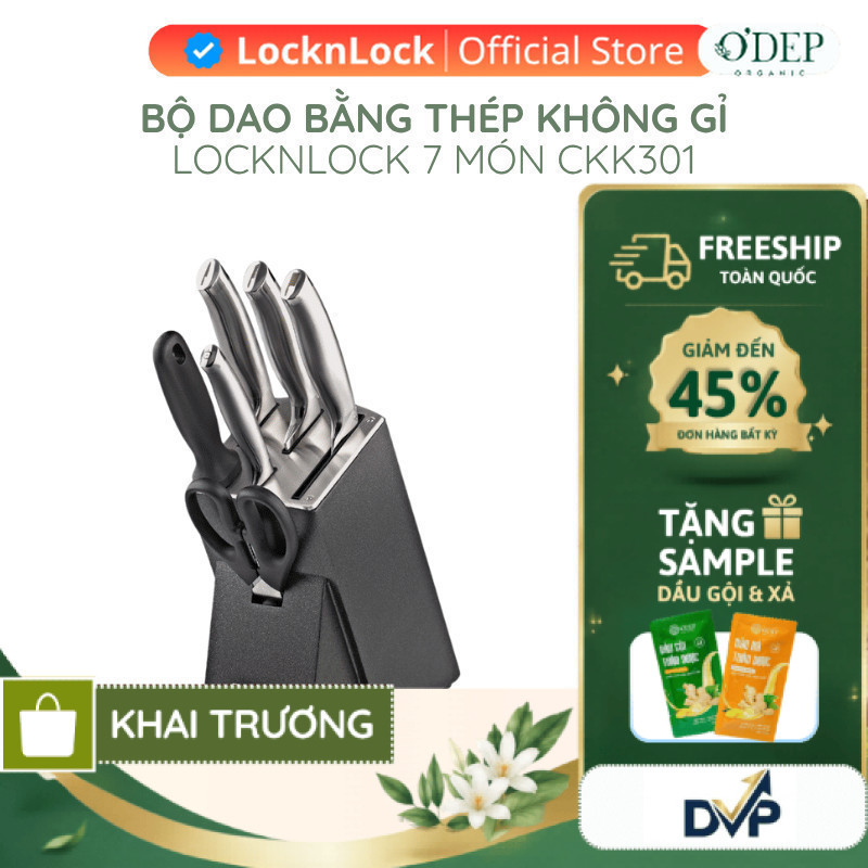 Bộ dao 7 món LocknLock bằng thép không gỉ cao cấp - Đen CKK301 - SHOP DVP