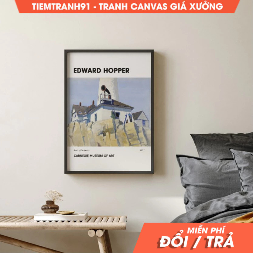 Tranh treo tường, Edward Hopper Premium Poster, Vintage, Rocky Pedestal - 1927, Trendy Beautiful Lar