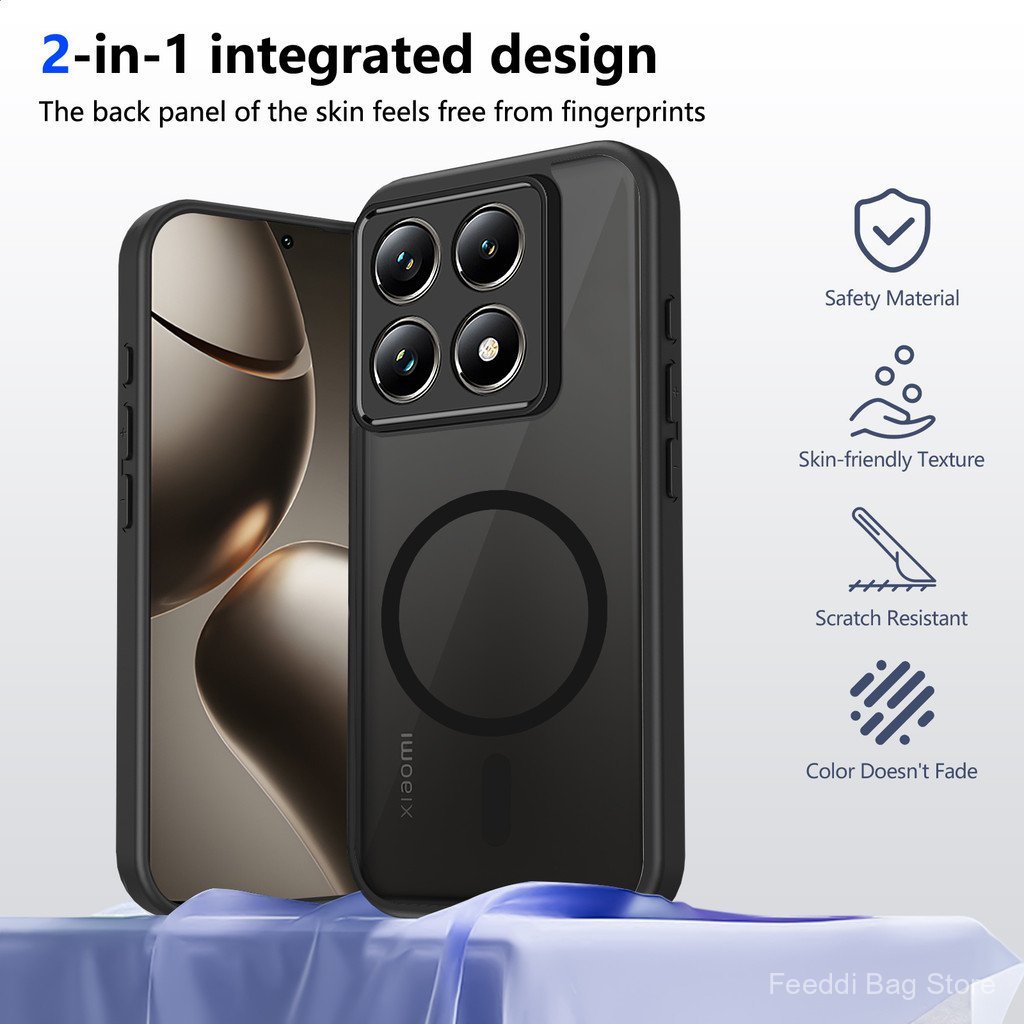 Ốp Điện Thoại MI 14T Matte Black Từ Tính Case Chống Sốc