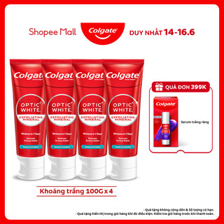 Bộ 4 Kem Đánh Răng Colgate trắng răng Optic White trắng trong 7 ngày từ tinh thể khoáng trắng 100g/tuýp