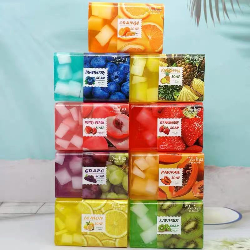 Bath remai#New Fruit Scented Peach Bath Essential Oil, Pineapple Papaya Soap for Face Washing8cc Gra