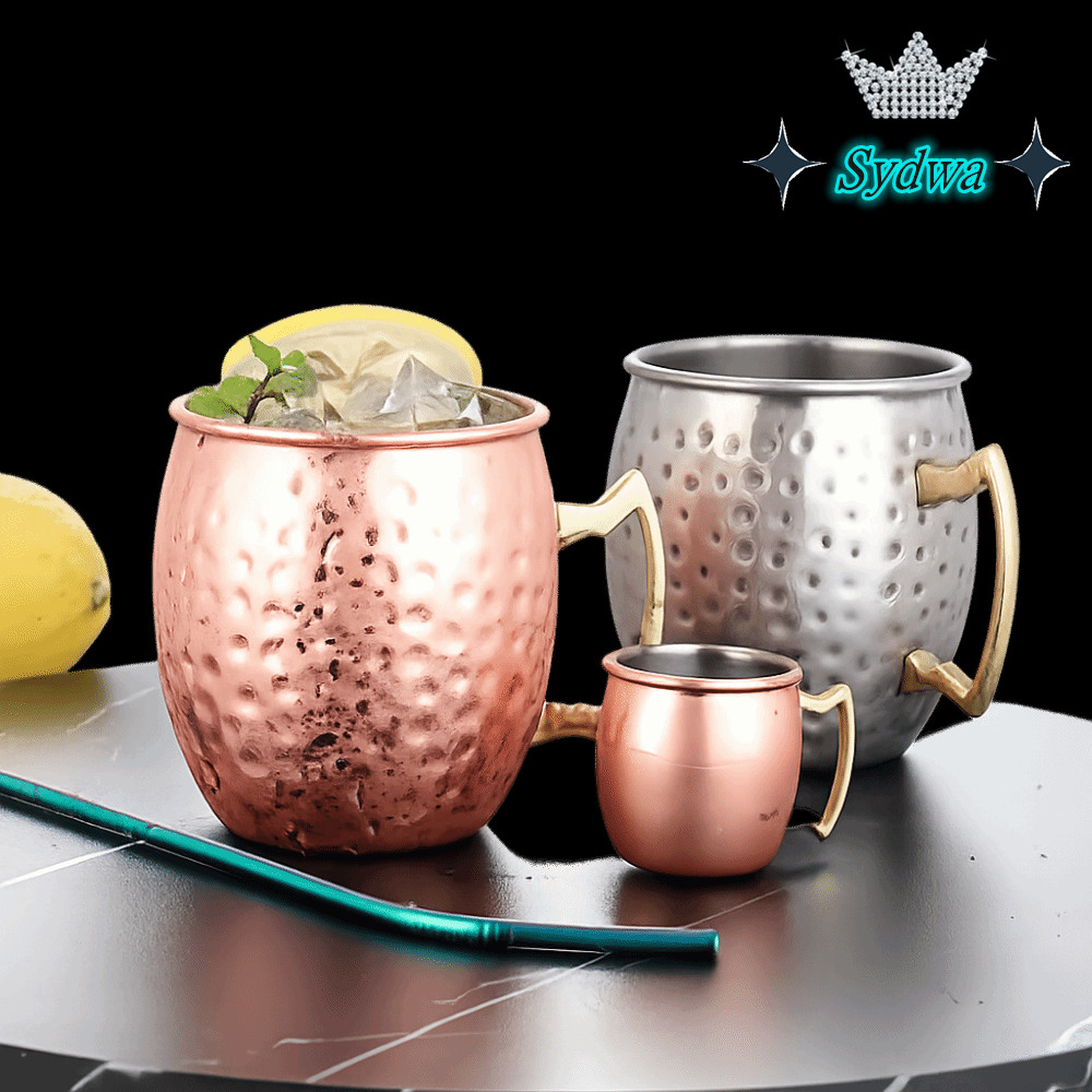 Cốc điểm búa SYDWA, Cốc cốc Mule Moscow 500ml, có tay cầm đinh tán chắc chắn Bề ngoài chải thủ công 