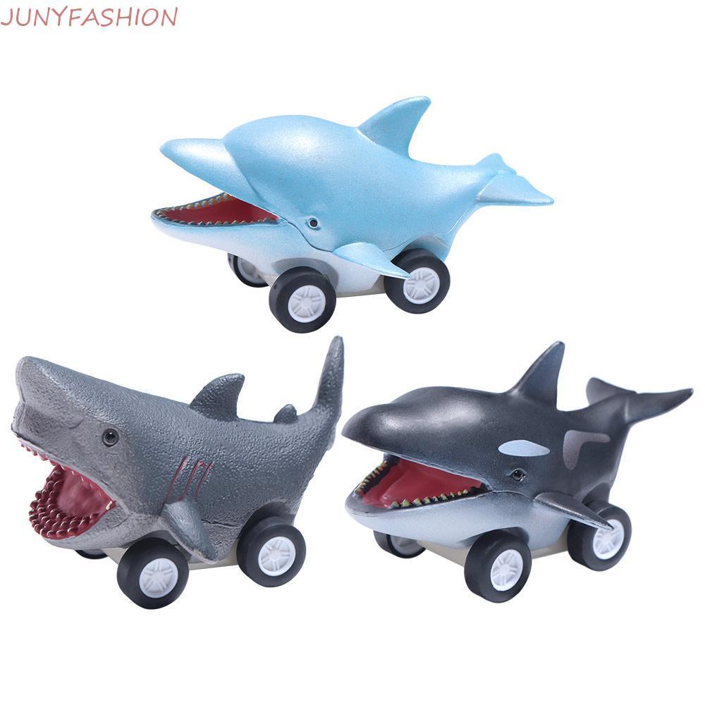 JUNYFASHION Press and Go Car Toy, Great White Shark Mini Dolphin Inertia Car Toy, Funny Cool Whale S