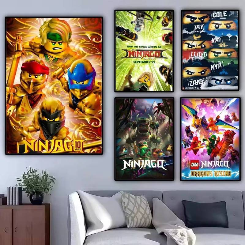 Ninjago Dragons Rising Kai Jay Cole Lord Garmadon Poster Không Khung Tranh Canvas Phòng Khách Treo T