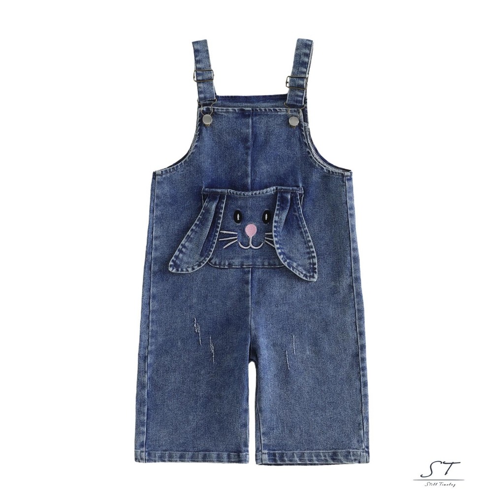 CY03-Toddler Bé Gái Phục Sinh Quần Áo Liền Quần Không Tay Thêu Thỏ Dễ Thương