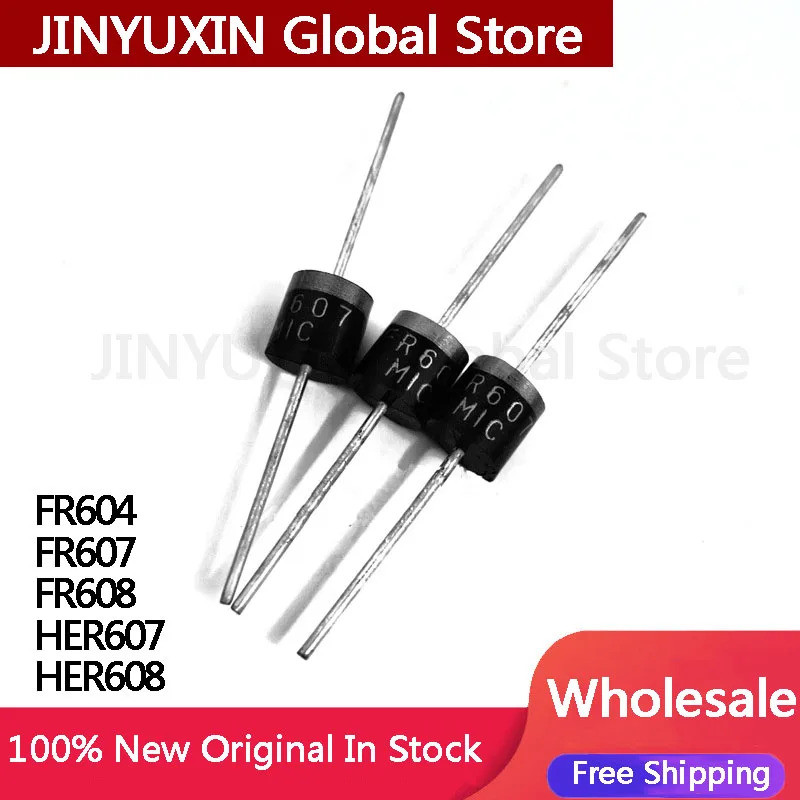 10 Chiếc FR604 FR607 FR608 HER607 HER608 diode 6A1000V Nội Tuyến R-6 IC Chip Còn Hàng Bán Buôn