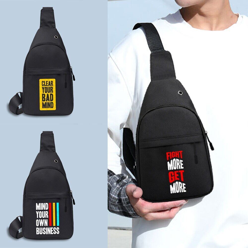 NEW Canvas Chest Pack  with USB Charging Port Male Chest Bags Short  Phrase Series