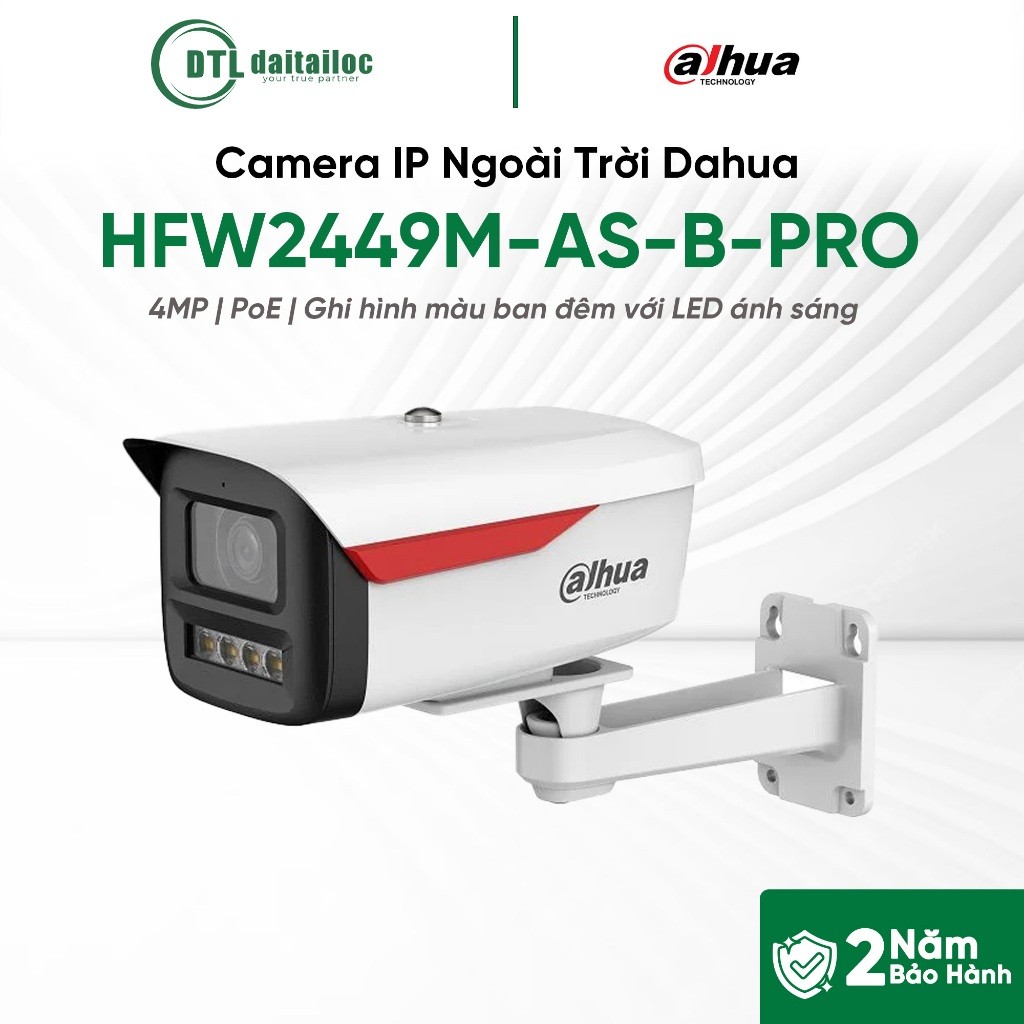Camera IP Ngoài Trời Dahua DH-IPC-HFW2449M-S-B-PRO (4MP/PoE/Hỗ trợ thẻ nhớ) | Chính Hãng | Bảo Hành 