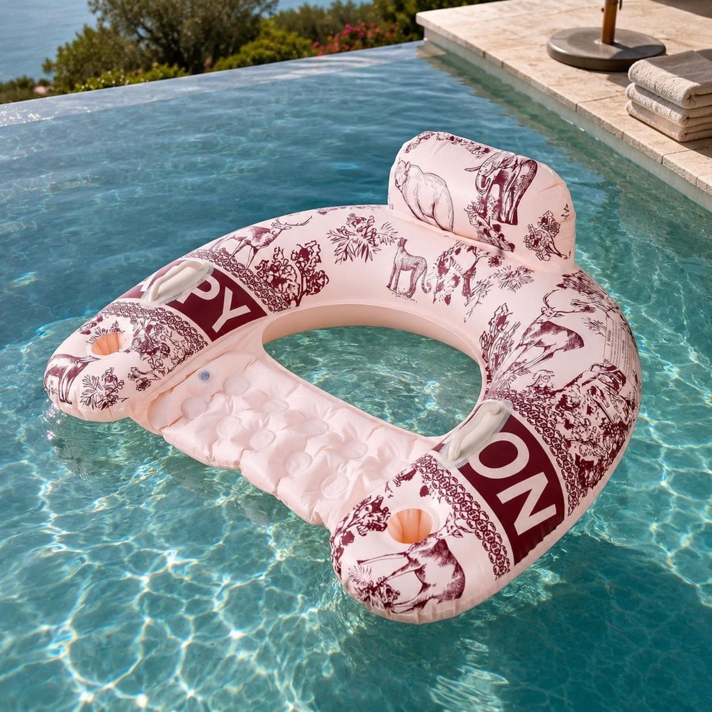 Bơm Hơi Lounger Tay Cầm Bên Bể Bơi Lounger Recliner Lounger Sinh Vật In Phòng Chờ Vòng Tròn Hoa Văn 