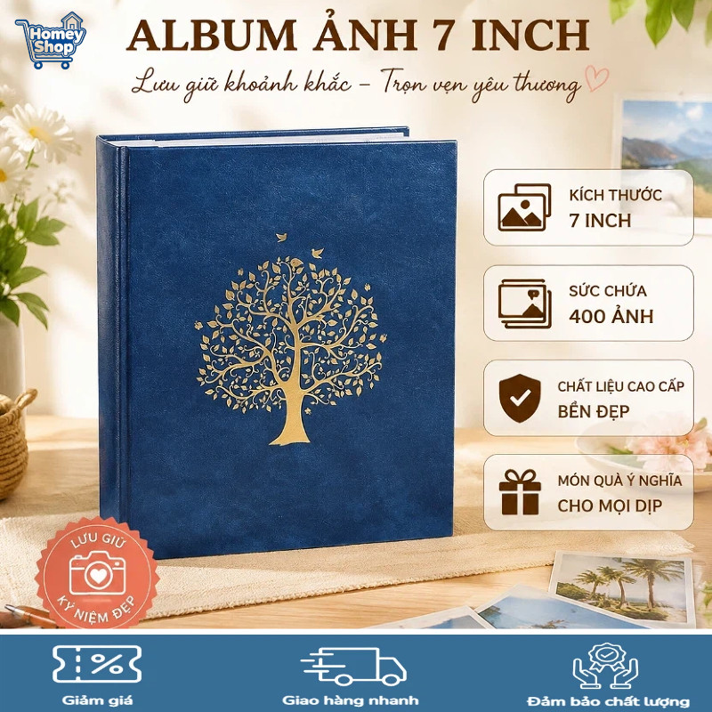 HomeyShop-Album ảnh đựng 400 ảnh kích thước 13x18,bìa da PU cao cấp sang trọng,Album kỷ niệm dung lư