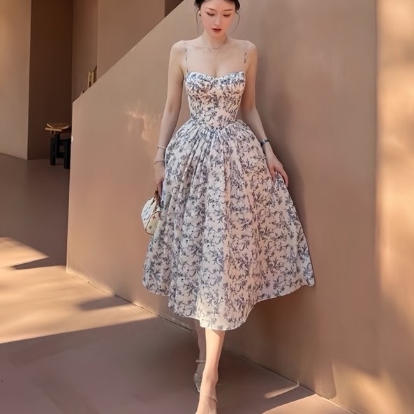 LEE.RIN BOUTIQUE HT1 ĐẦM VOAN HOA TÍM 2 DÂY
