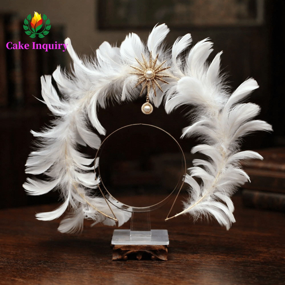SAHRAI Feather Glory Crown Headband, Dress Up Props Glory Shape Virgin Mary Queen Tiara, Gothic Vint