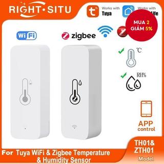  Cảm biến nhiệt độ và độ ẩm Zigbee WiFi Tuya cho gia đình thông minh, giám sát qua ứng dụng, tương thích với Google Home, SmartLife, Alexa.