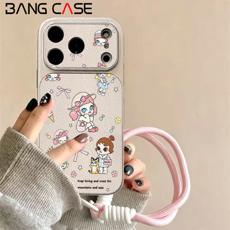 Leather Texture Plated Phone Case for IPhone 17 16 15 14 13 12 11 Pro Max Xs Max Cute Molly Soft Cov