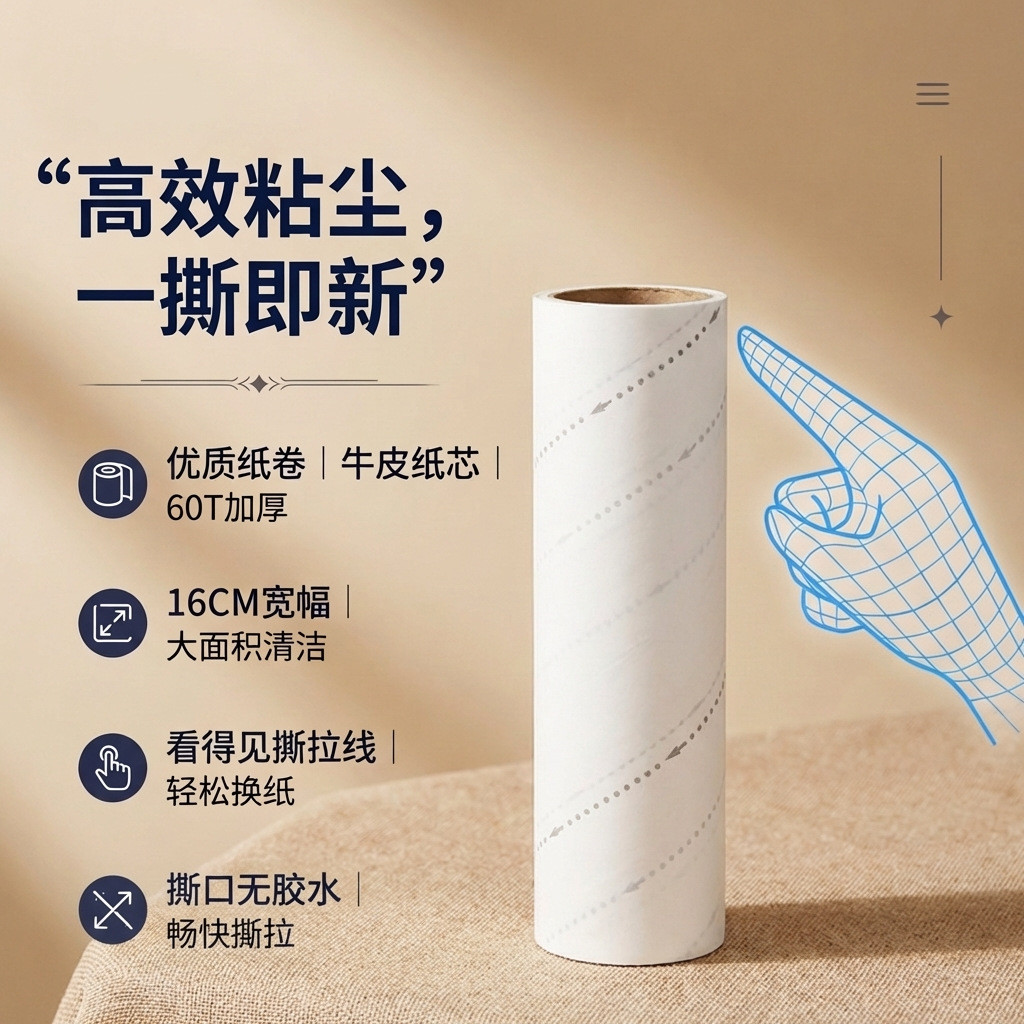 Thiết bị len dính Giấy dính bụi dính có thể xé được Giấy lăn len dính Thiết bị len cuộn Giấy làm sạc