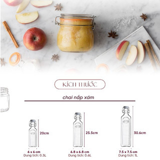 Kilner - Chai Thủy Tinh Nút Xám