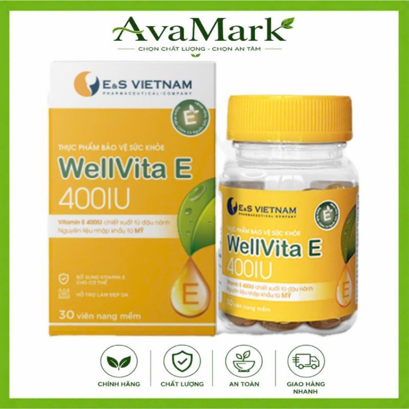 Viên Uống Wellvita E 400IU E&S vietnam - Làm Dày Niêm Mạc, Cải Thiện Nội Tiết