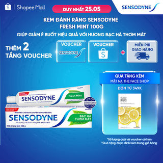 Kem đánh răng SENSODYNE Fresh Mint 100g giúp giảm ê buốt hiệu quả với hương bạc hà thơm mát