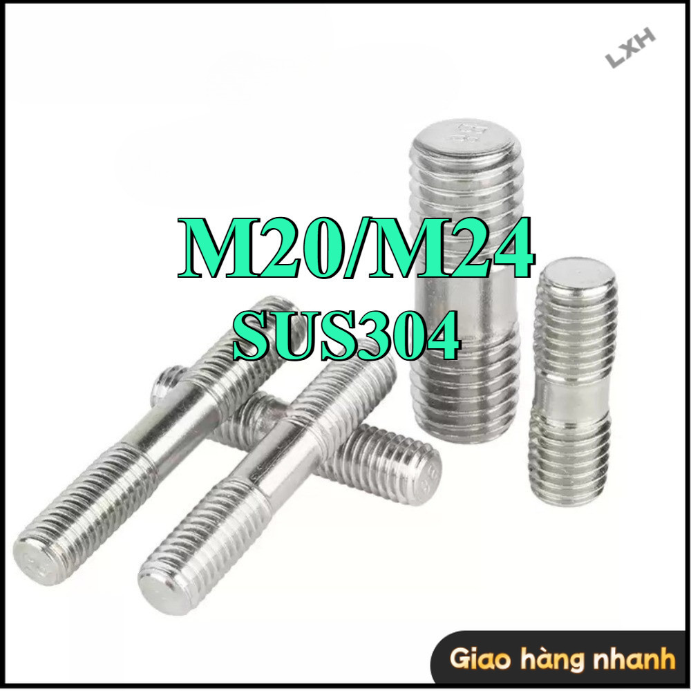 Bulong 2 đầu ren, Guzong Inox 304  M20 / M24 [ZHX-LXH-MB-1]