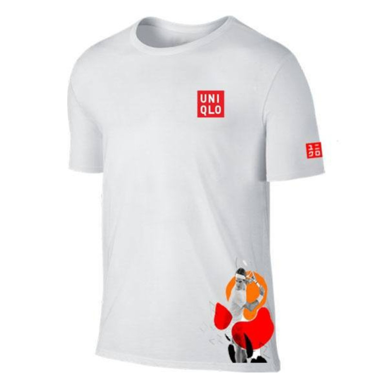 Uniqlo Roger Federer Phim hoạt hình Mặt Dri-FIT Quần vợt Áo sơ mi thông thường Hiệu suất làm mờ & 10