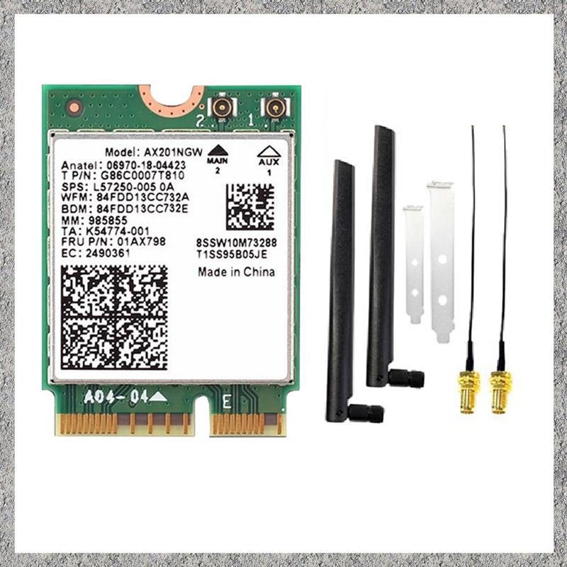 AX201NGW Wi-Fi 6 Thẻ WiFi 2974Mbps 2.4Ghz / 5Ghz với Ăng-ten 8DB BT5.2 Bộ chuyển đổi thẻ mạng không 