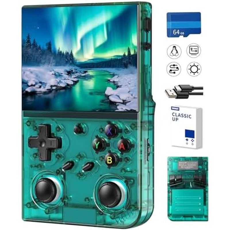 Máy chơi game cầm tay cổ điển, trò chơi di động với màn hình IPS 3,5 Inch, với thẻ TF 64G Trò chơi 4