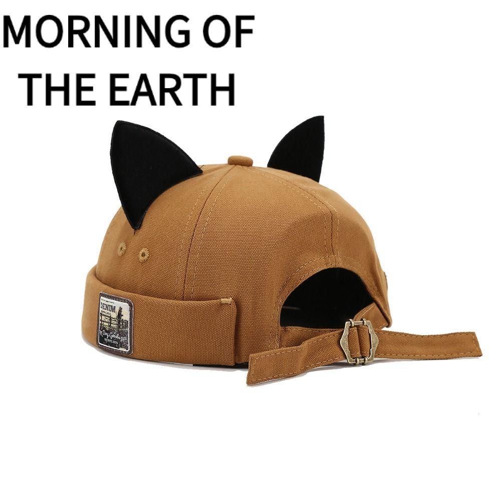 MORNING OF THE Brimless Hat, Hip Hop Rolled Cuff Melon Docker Cap, Tai mèo dễ thương độc đáo có thể 