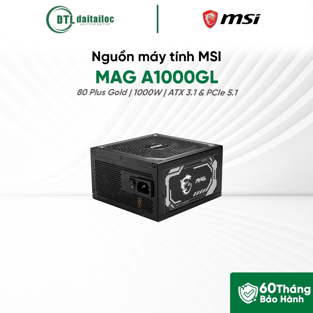Nguồn máy tính MSI MAG A1000GL PCIE5 1000W 80 Plus Gold Hiệu suất ổn định | Chính hãng | Bảo hành 60