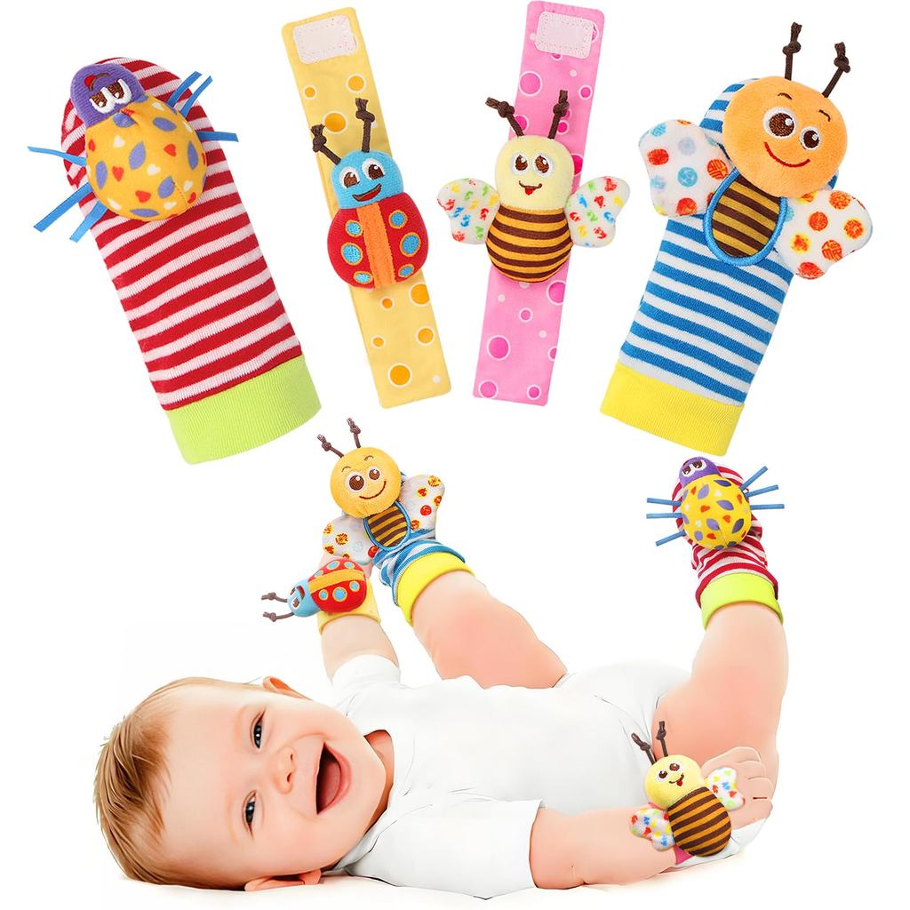 BloobloomaxWristRattleSocksandFootFinderSet, InfantGirlBoyToysforBabies 0-36Months, NewbornHand & Fo