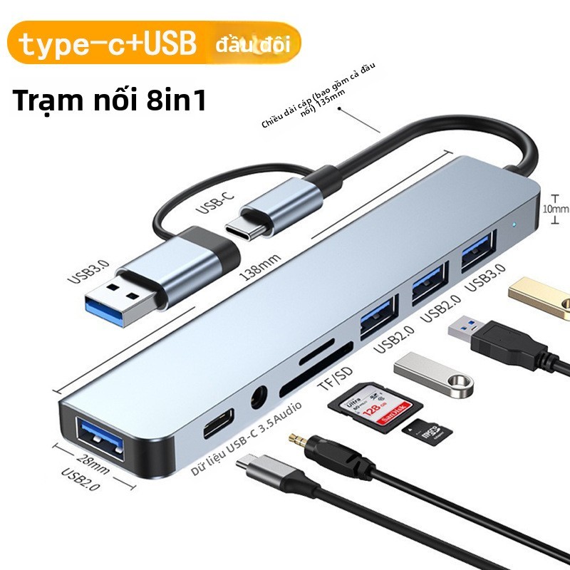 USB Hub Hub Hub Tám Trong Một Hub One-to-Eight 3.0 Laptop typec Splitter USB Extender