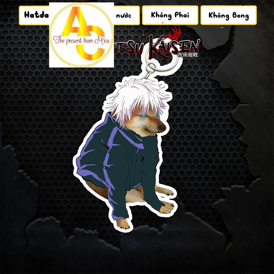 Móc khóa cheems meme hình nhân vật cheems Gojo, móc khóa dễ thương, móc khóa jujutsukaisen hài hước,