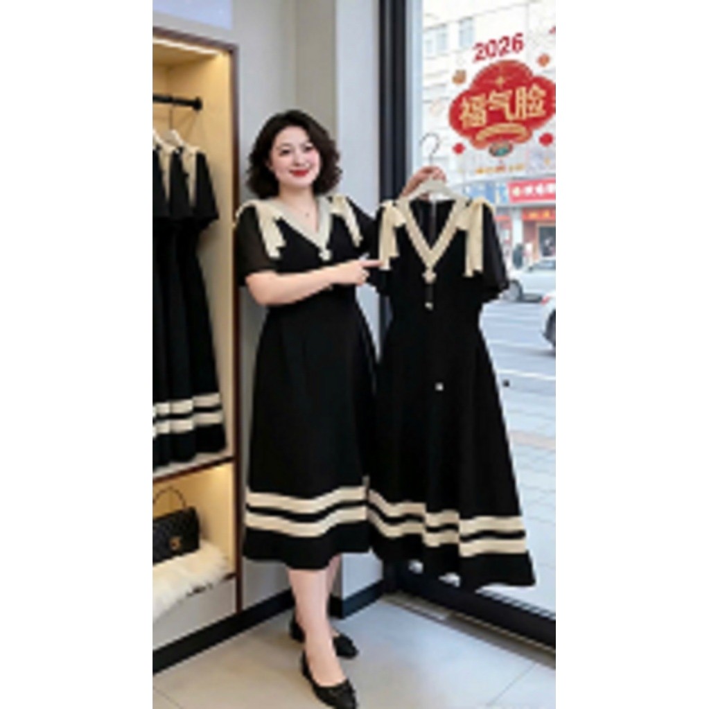 Đầm Bigsize Tú Mỡ Đầm Bigsize Nữ Thiết Kế Kiểu Thắt Nơ Dáng Dài,Trẻ Trung Đi Làm Dạo Phố Đủ Size 45-80kg DA0481 | BigBuy360 - bigbuy360.vn