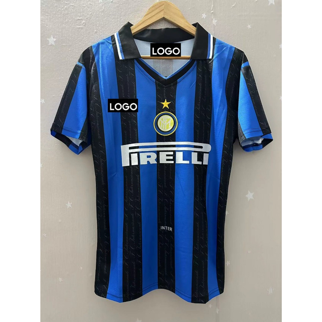 97 98 Inter Milan Home Retro Soccer Jersey Áo thun tùy chỉnh Áo bóng đá RONALDOabac