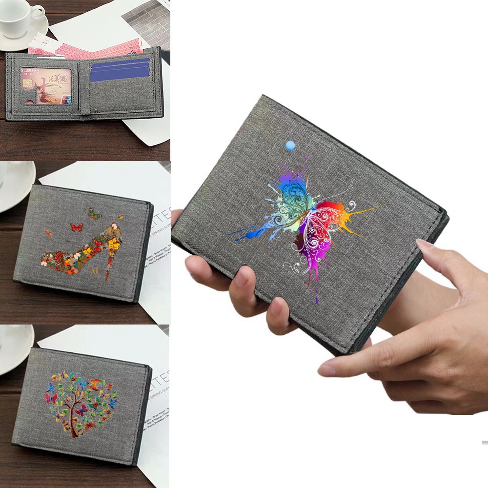 Wallet Vintage Business Wallet Students Key Coin Storage Purse Butterfly Printing  Bank ID Cardholde
