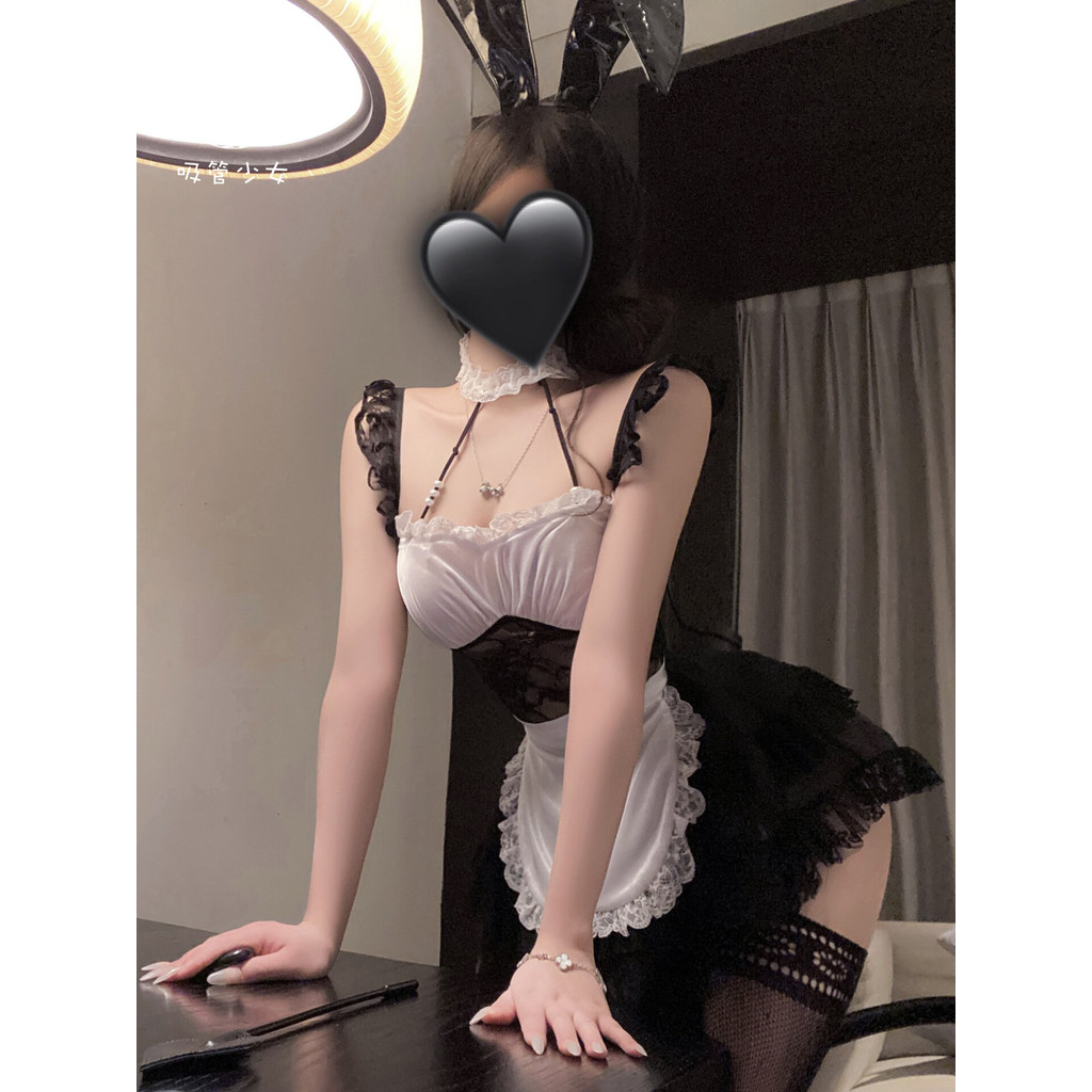 {Bunny Ear Little Chef} Pure Desire Maid Đồng phục cos Áo thun ngực nhỏ Gợi cảm xúc Bunny Suit qqny
