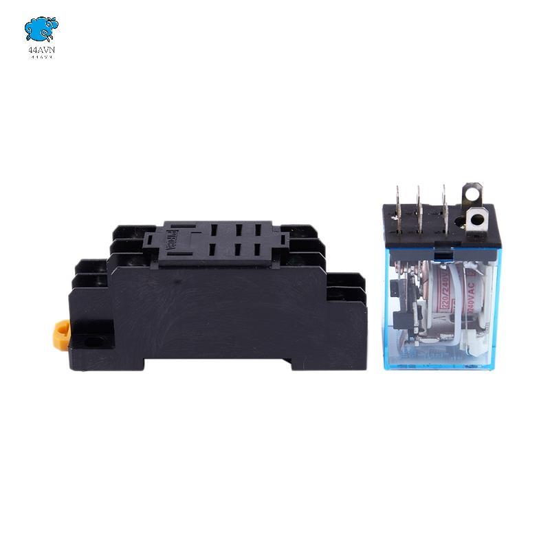 LY2NJ HH62P-L JQX-13F 220V AC Coil DPDT Power Relay 8 Pin w PTF08A Ổ cắm