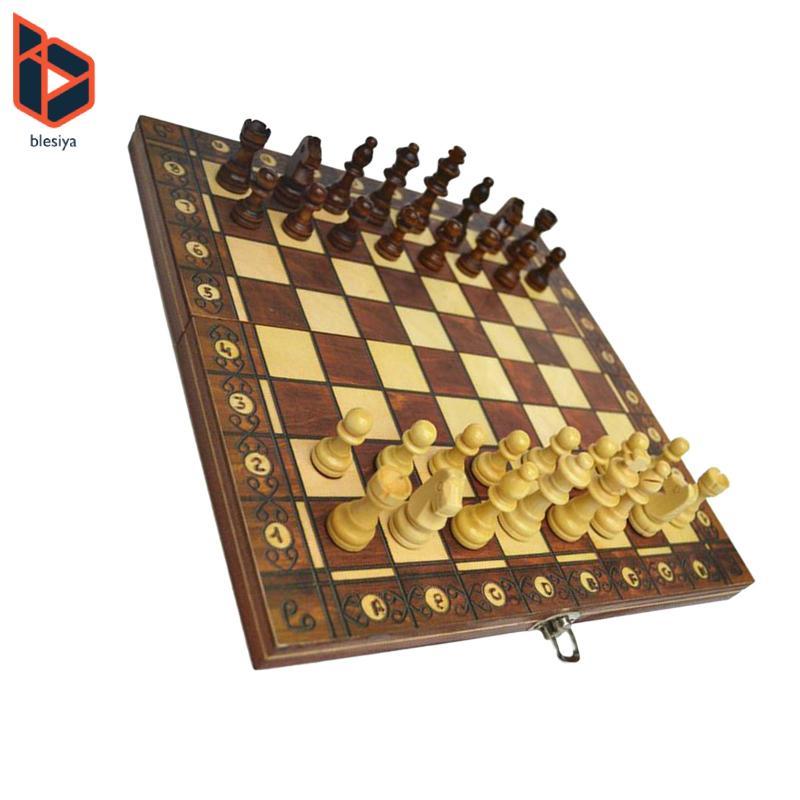 Cờ Vua 3 Trong 1 Cờ Vua Backgammon Gấp Du Lịch Bộ Trò Chơi Bằng Gỗ Từ 11x11 "