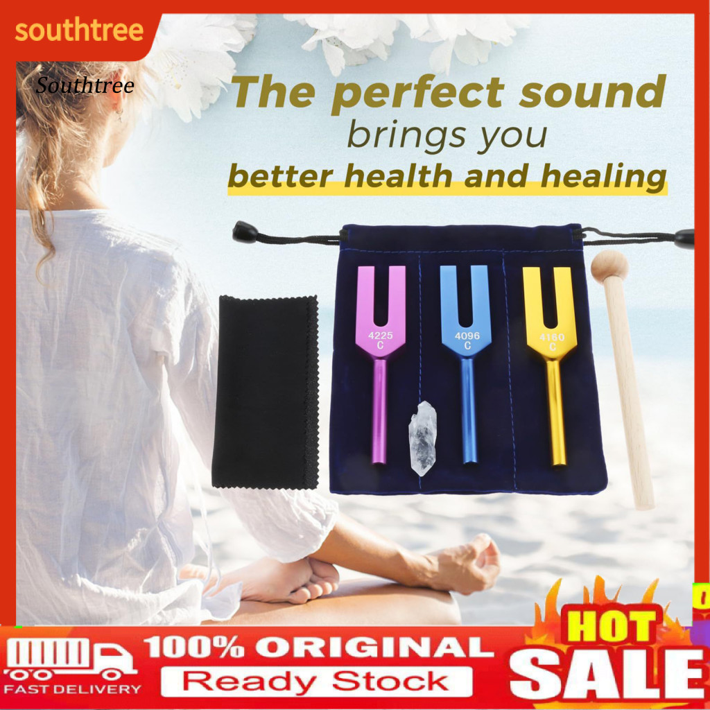 SOU _ Hearing Test Tuning Fork Hợp kim nhôm Điều chỉnh Fork 3 chiếc Bộ nĩa điều chỉnh bằng nhôm với 