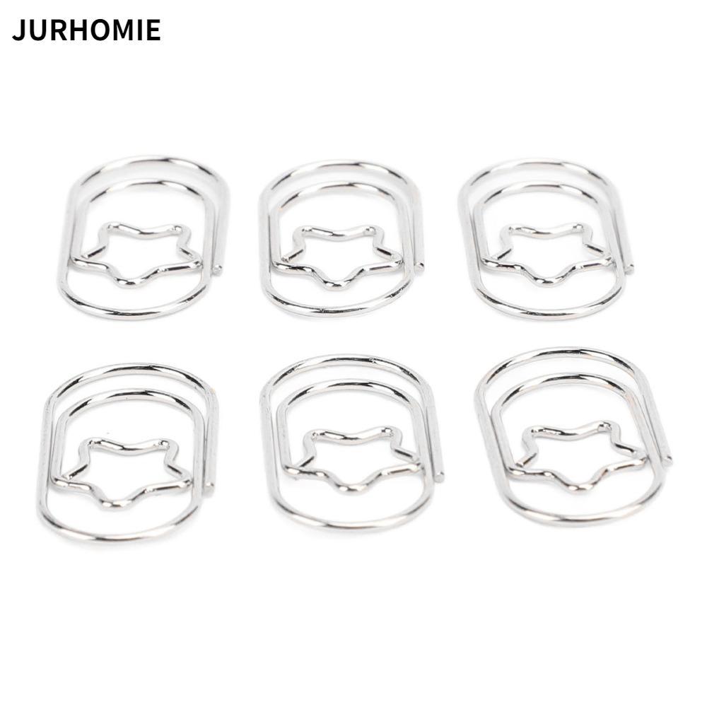 JURHOMIE 100 Kẹp Giấy Hình Ngôi Sao, Kẹp Giấy Hình Ngôi Sao Mạ Điện Kim Loại Hình Ngôi Sao, Vàng Bạc