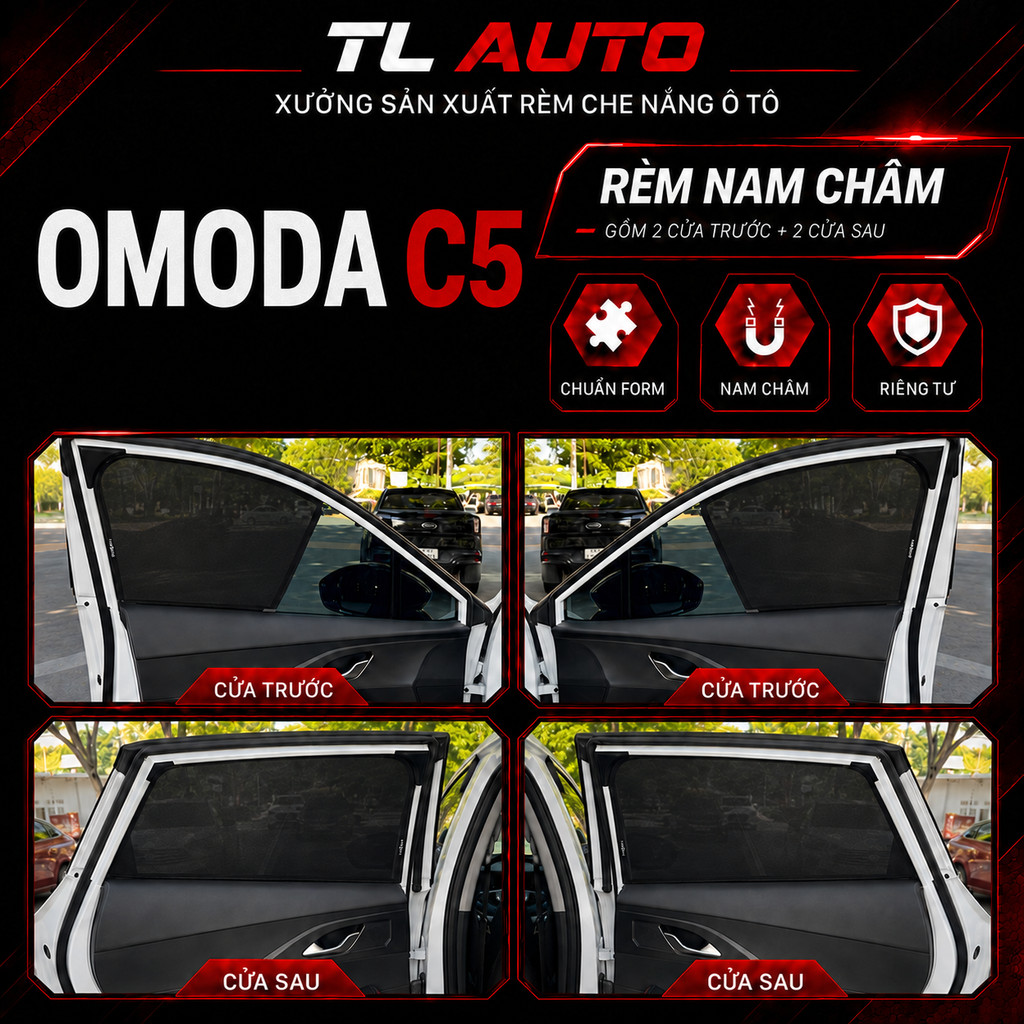 Rèm che nắng ô tô loại 1 xe OMODA C5, dày dặn chống tia UV, bảo hành 24 tháng TL Auto