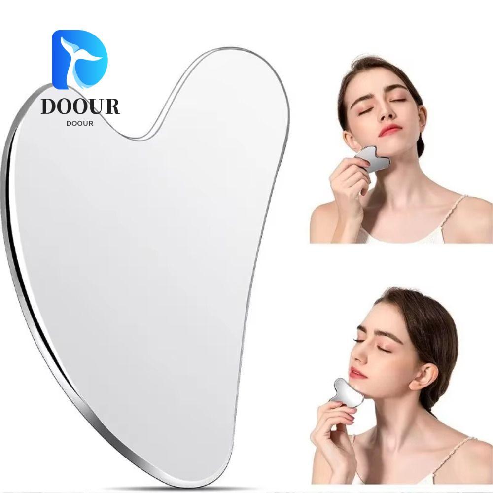 DOOUR Gua Sha Scraper, Dụng cụ massage Guasha bằng thép không gỉ đa năng, Bảng Guasha hình trái tim 